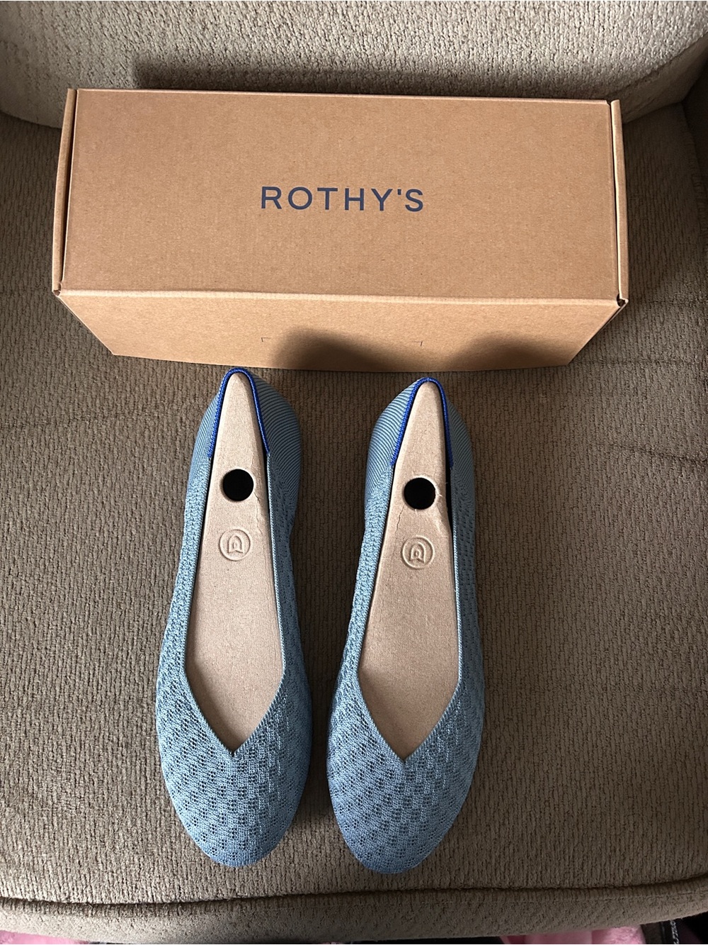 Rothy's Light Blue Knit Pointed Ballet Flats
